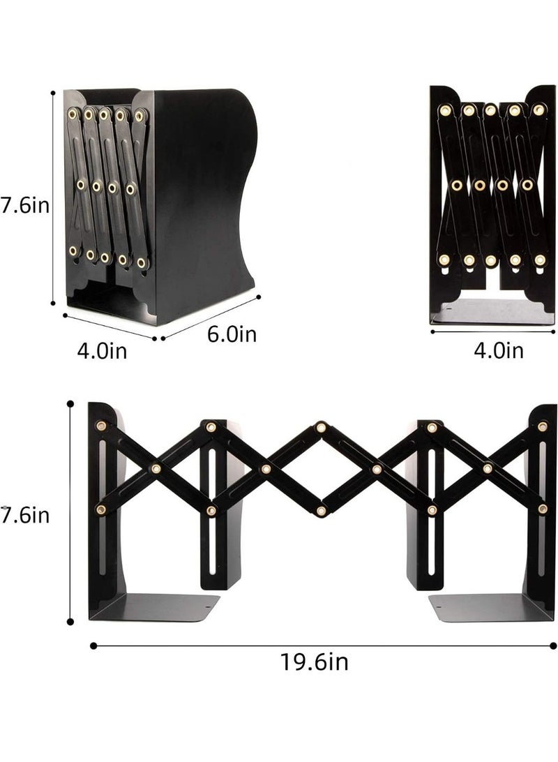 Toriseek Adjustable Book Ends, Metal Bookends for Heavy Books, Desk Book Holder for Shelves, Book Organizer for Desk, Suitable for Office, Home and School Use - Image 2